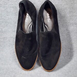 VANELi Shoes Womens Size 8.5 Black Suede Slip On Comfort Walking Casual Flats